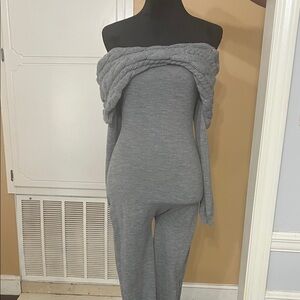 Gray Off-Shoulder Jumpsuit